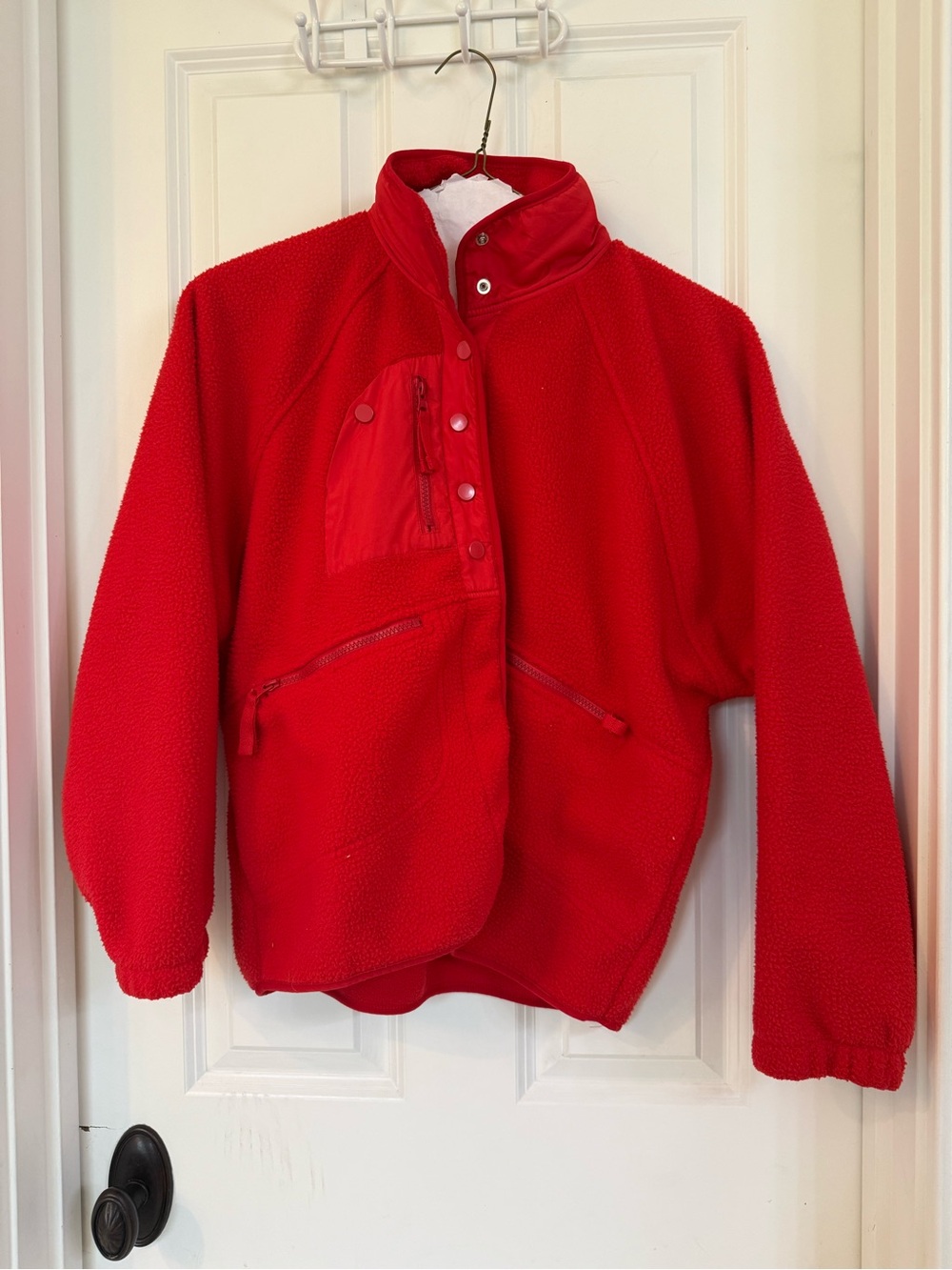Red Fleece Jacket - Cozy Lightweight Coat